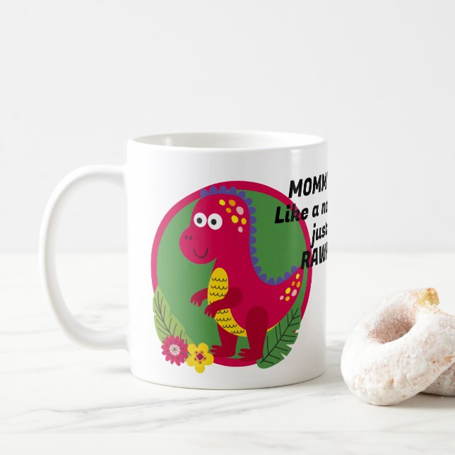 Taza De Café Personalizado Foto Y Texto Personalizados Dinosaur (Con donut)