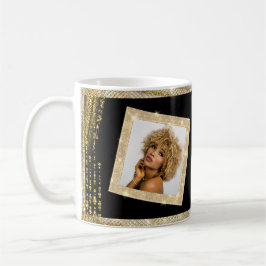 Taza De Café Personalizado Foto y texto Purpurina de oro negro