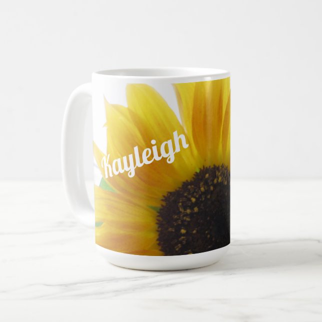 Taza De Café Personalizado fotográfico de girasol (Anverso izquierdo)