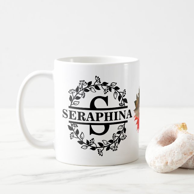 Taza De Café Personalizado Fotomontaje De Girasol Moderno Flora (Con donut)