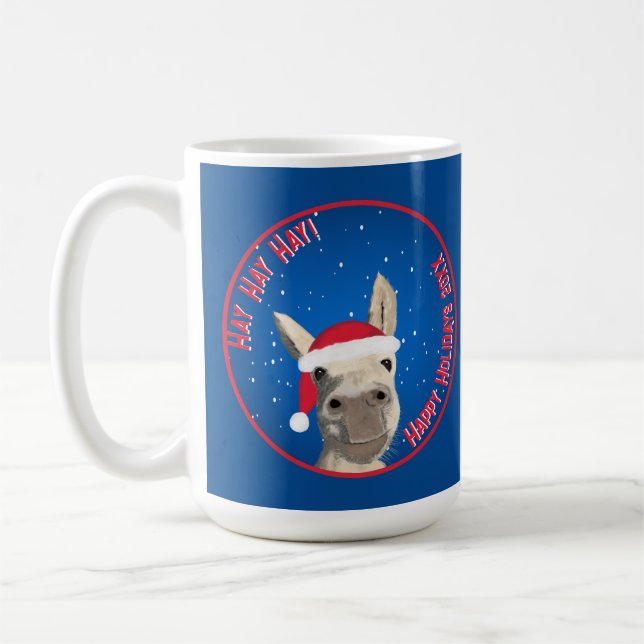 Taza De Café Personalizado Funny Donkey Santa Pun 2025 (Izquierda)