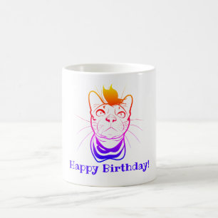 Taza De Café Personalizado gato divertido de LIne Art