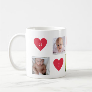 Taza De Café Personalizado Gigi 5 fotos Collage Corazón a abue