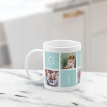 Taza De Café Personalizado Gigi Abuela 5 Collage de fotos<br><div class="desc">Crea un bizcocho dulce para la abuela con este sencillo diseño que cuenta con cinco de tus fotos favoritas de Instagram, dispuestas en un diseño de collage con cuadrados alternados en verde menta pastel, que deletrea "Gigi" con un corazón en el último cuadrado. Personaliza con fotos favoritas de sus nietos...</div>