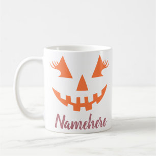 Taza De Café Personalizado Girly Jack O Lantern Pumpkin Hallowe