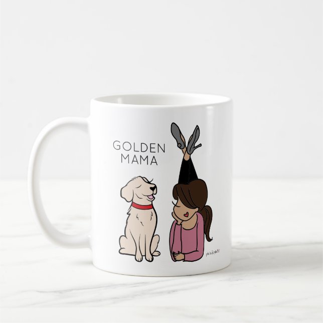 Taza De Café Personalizado Golden Reriever Mama Coffee Mug (Izquierda)