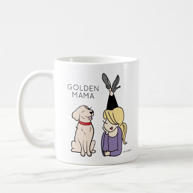 Taza De Café Personalizado Golden Reriever Mama Coffee Mug (Izquierda)