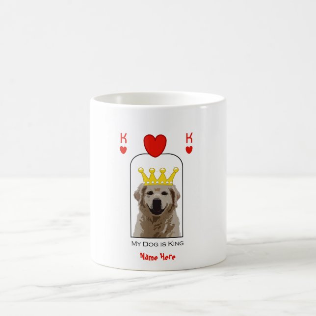 Taza De Café Personalizado Golden Retriever Dog King Hearts Mug (Centro)