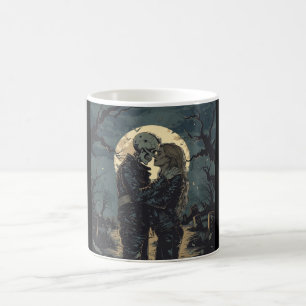 Taza De Café Personalizado gótica romántica de un esqueleto y m
