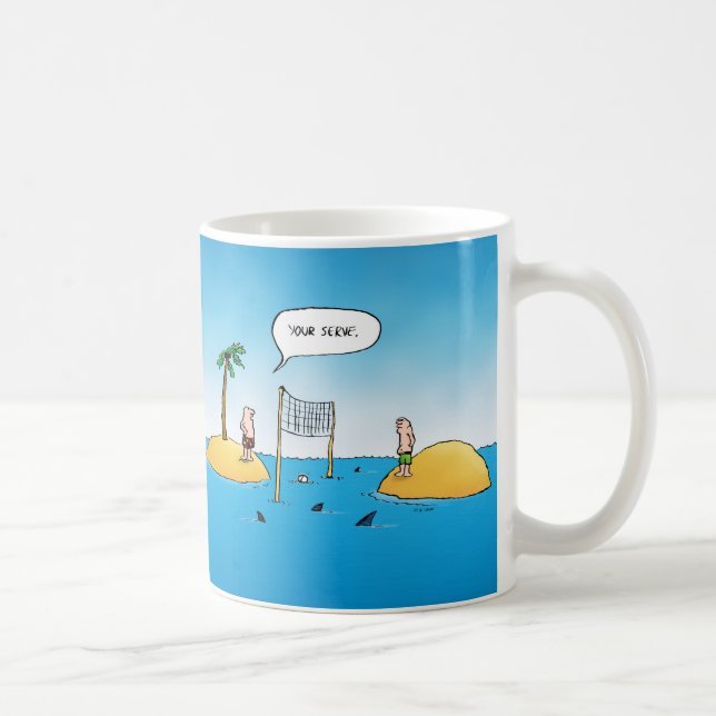Taza De Café Personalizado gracioso de voleibol de tiburones (Derecha)