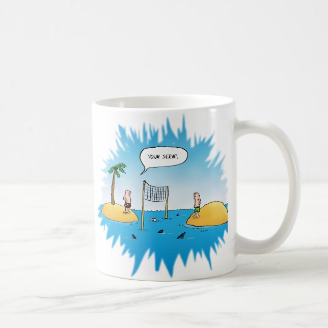 Taza De Café Personalizado gracioso de voleibol de tiburones (Derecha)