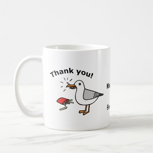 Taza De Café Personalizado gracioso Gracias a Gaviota Regalo co (Izquierda)