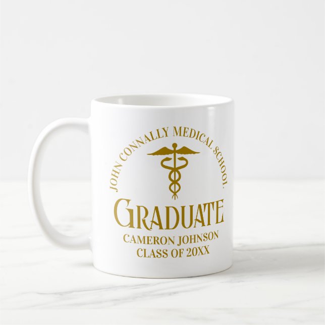 Taza De Café Personalizado graduado de la Escuela de Medicina d (Izquierda)