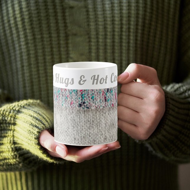 Taza De Café Personalizado Gray Speckle Winter | Abrazos y caca (Subido por el creador)