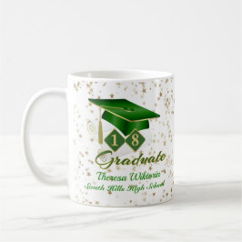 Taza De Café Personalizado Green Gold Graduation Stars 20XX