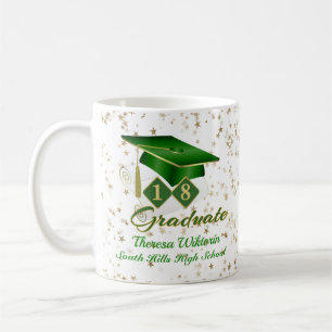Taza De Café Personalizado Green Gold Graduation Stars 20XX