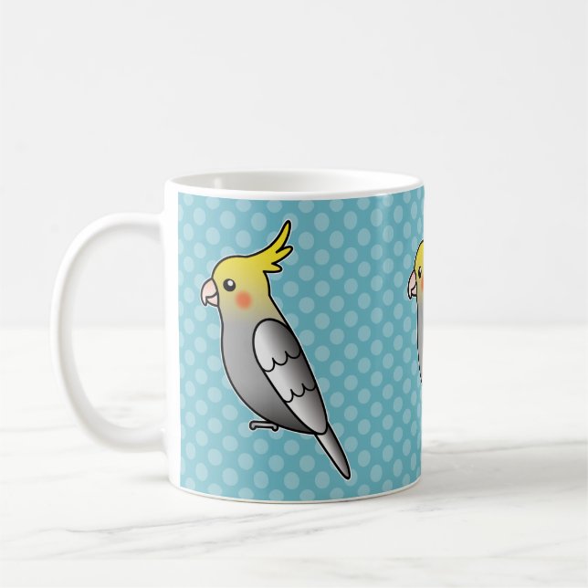 Taza De Café Personalizado gris Cockatiel Parrot Bird (Izquierda)