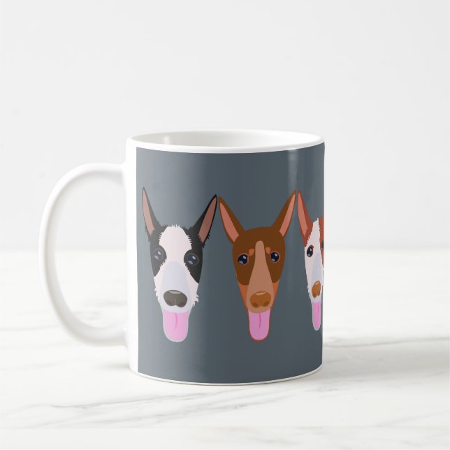 Taza De Café Personalizado gris Podenco Caras de perro (Izquierda)