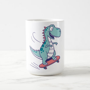 Taza De Café Personalizado Guay T-Rex en Skateboard