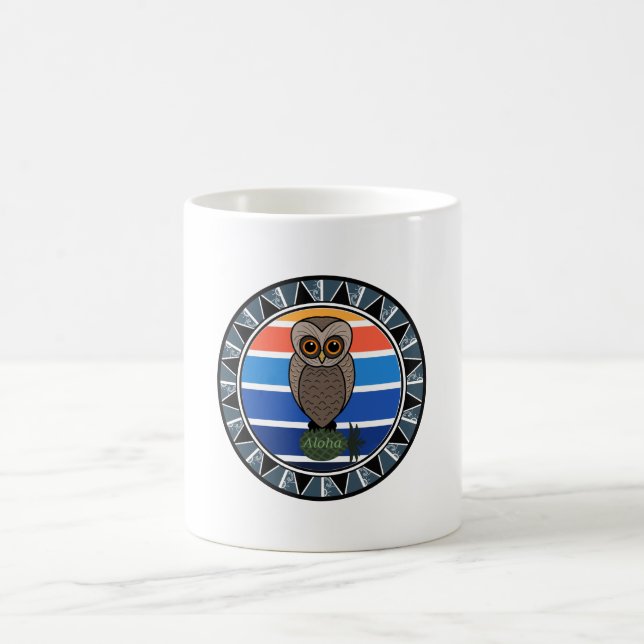 Taza De Café Personalizado Hawaiian Owl Pueo (Centro)