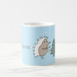 Taza De Café Personalizado Hedgehog y Navidades de árboles