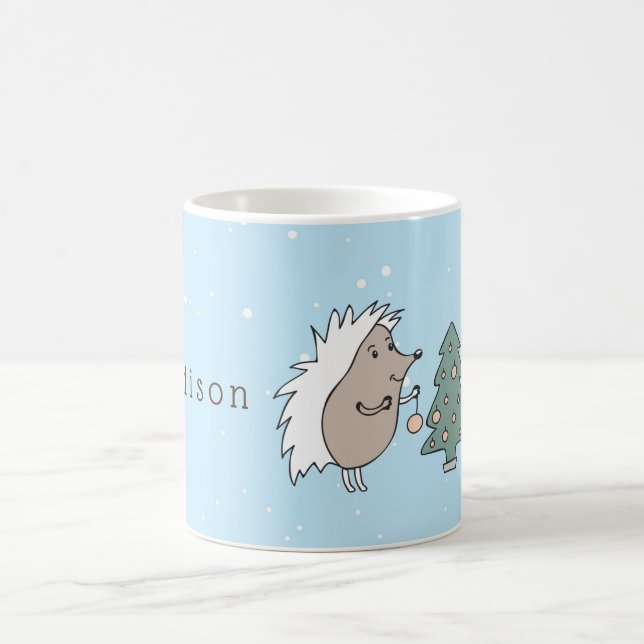 Taza De Café Personalizado Hedgehog y Navidades de árboles (Centro)