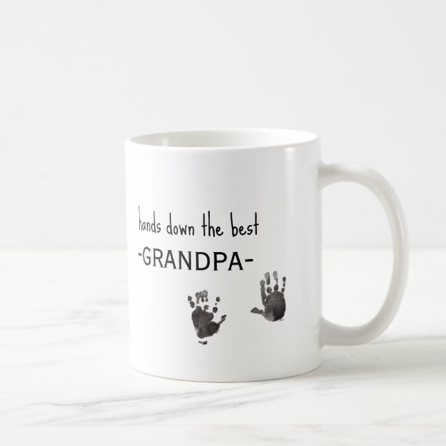 Taza De Café Personalizado Huellas para manos Foto Mejor Abuelo (Derecha)