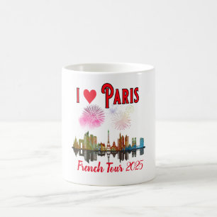 Taza De Café Personalizado I Love Paris en Night Skyline Firewo