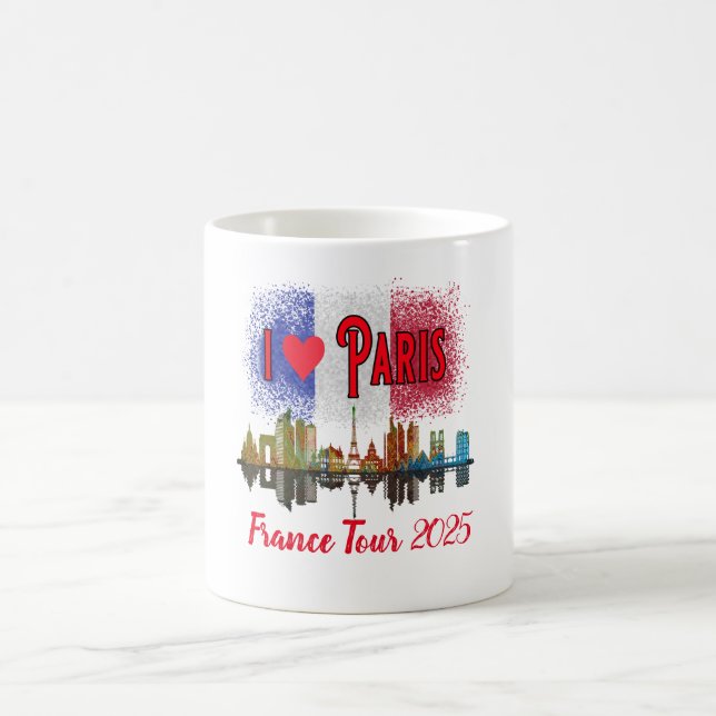 Taza De Café Personalizado I Love Paris Skyline French Flag Sou (Centro)