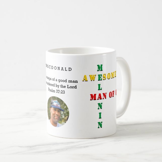 Taza De Café Personalizado Impresionante Melanin HOMBRE DE DIOS (Anverso derecho)