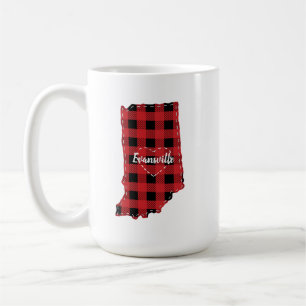 Taza De Café Personalizado Indiana Home State Buffalo Plaid Nav