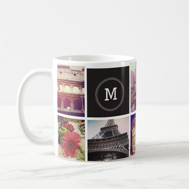 Taza De Café Personalizado Instagram 8 Photo Mug (Izquierda)