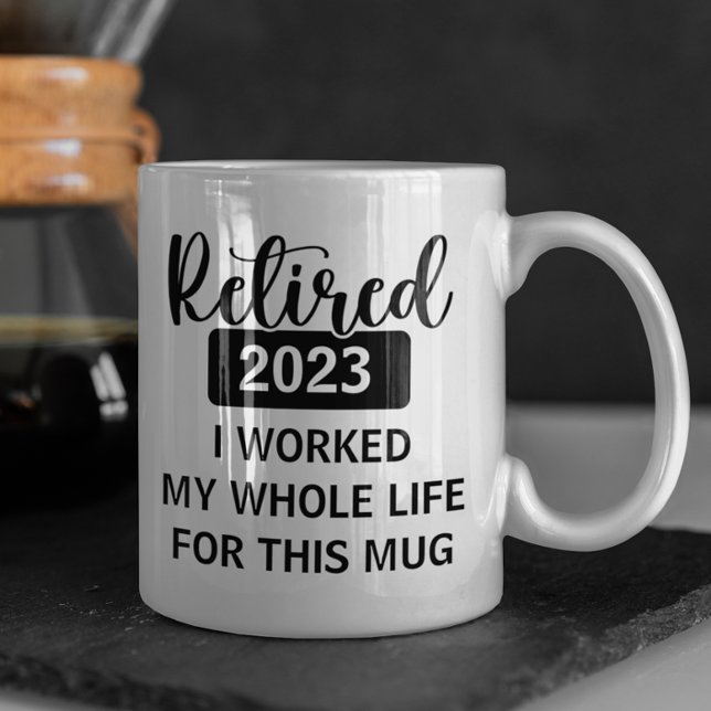 Taza De Café Personalizado jubilado Año Fecha de trabajo toda m (Subido por el creador)
