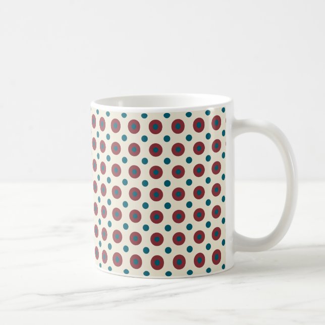 Taza De Café Personalizado Jumbo con puntos de Polka Azul Rojo, (Derecha)