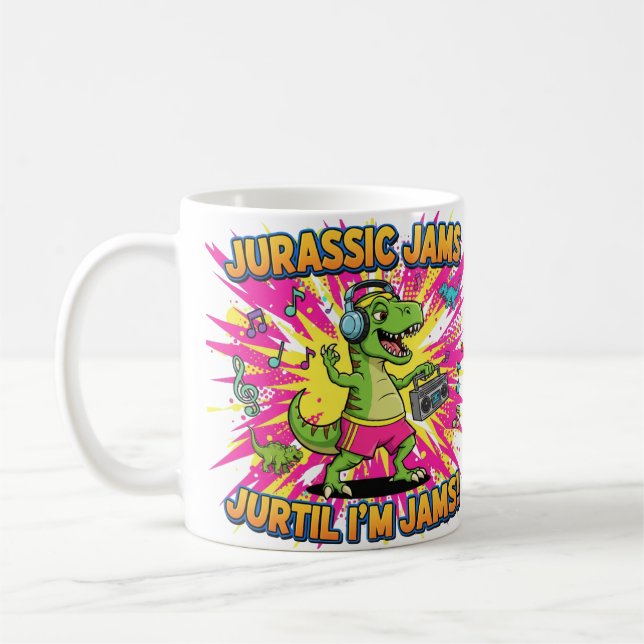Taza De Café Personalizado Jurassic Jams Dinosaur (Izquierda)