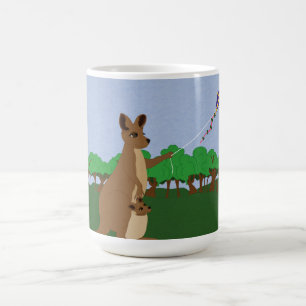 Taza De Café Personalizado Kangaroos volando una cometa