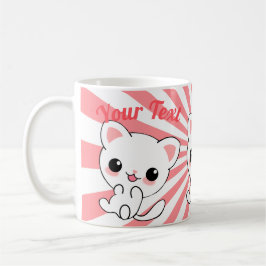 Taza De Café Personalizado Kawaii White Kitten