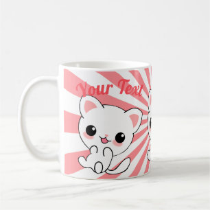 Taza De Café Personalizado Kawaii White Kitten
