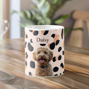 Taza De Café Personalizado Leopard Print Dog Photo con nombre
