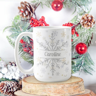 Taza De Café Personalizado Let it Snow Snowflakes Mug