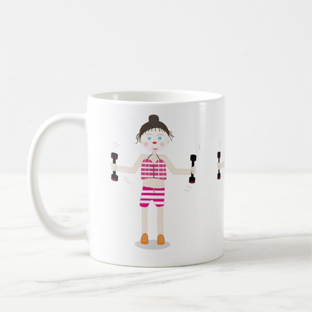 Taza De Café personalizado lindo chica de ejercicio mug (Izquierda)