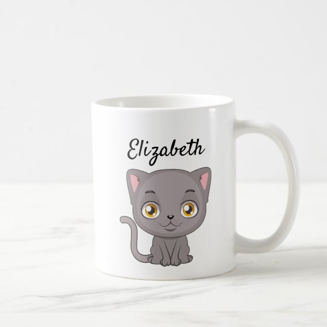 Taza De Café Personalizado lindo gato británico Shorthair (Derecha)