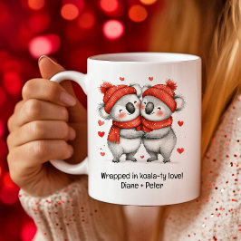 Taza De Café Personalizado lindo Koalas Love Hearts Valentine C