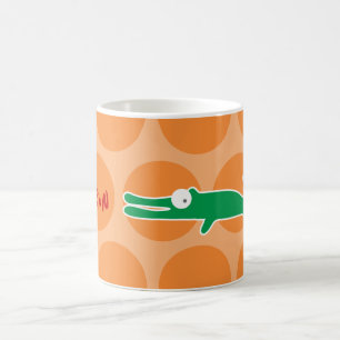 Taza De Café Personalizado lindo lagarto verde y puntos diverti