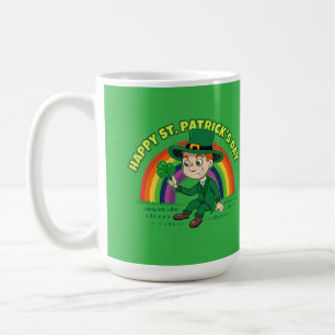 Taza De Café Personalizado lindo leprechaun con shamrock y arco