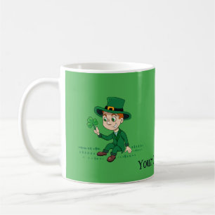 Taza De Café Personalizado lindo leprechaun con shamrock y arco