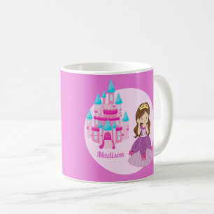 Taza De Café Personalizado lindo Princesa Rosa Castillo Hada Hi