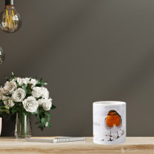 Personalizado lindo Robin pájaro en la nieve añada