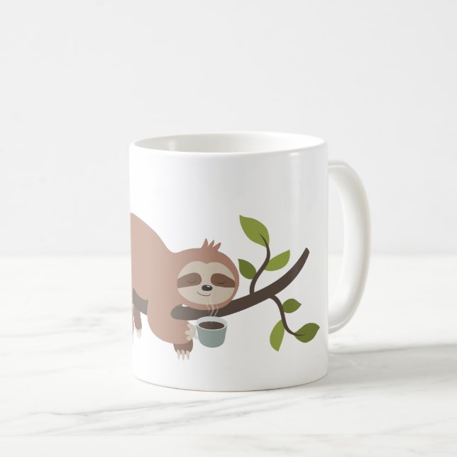 Taza De Café Personalizado lindo Sloth Coffee Mug (Anverso derecho)