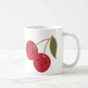 Taza De Café Personalizado lindo sonriendo cerezas Kawaii